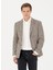 Slim Fit Bej Erkek Ekose Ceket Arısa 3