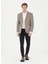 Slim Fit Bej Erkek Ekose Ceket Arısa 4