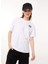 Bisiklet Yaka Baskılı Beyaz Kadın T-Shirt J0711 2