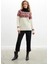 Styleboom x Peraluna Cotswald Faır Isle Pullover Balıkçı Yaka Baklava Desen Kazak Kadın Triko Kazak - Ekru Multi 1