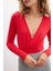 Styleboom X Peraluna DEVON BODYSUIT V Yaka Uzun Kol Alttan Çıtçıtlı Kadın Triko Body - Kırmızı 3