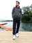 Erkek İki İplik Kumaş Kapüşonlu Sweatshirt Arma Baskılı Antrasit Eşofman Takımı - 7627 1
