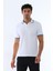 Erkek Beyaz Amerikan Pike Kumaş Polo Yaka Ribana Kısa Kollu T-Shirt - 134 1