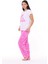 Kadın Beyaz Pembe Karakter Baskılı Tşort Pantolon Takımı 4
