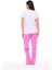 Kadın Beyaz Pembe Karakter Baskılı Tşort Pantolon Takımı 5