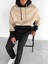 Oversize Çift Renkli Kapüşonlu Sweatshirt Kahverengi 1
