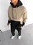 Oversize Çift Renkli Kapüşonlu Sweatshirt Kahverengi 2
