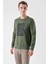 Erkek Haki Trend Bisiklet Yaka Sweat-Shirt 2