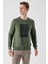 Erkek Haki Trend Bisiklet Yaka Sweat-Shirt 3