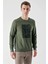 Erkek Haki Trend Bisiklet Yaka Sweat-Shirt 4