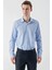 Erkek Mavi Trend Baskılı Desenli Italyan Yaka Slim Fit Gömlek 4