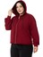 Büyük Beden Kapüşonlu Fermuarlı Üç Iplik Bordo Sweatshirt 5