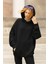 Kapşonlu Basic Sweatshirt Siyah Renk Hoodie 2