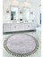 Nova Vizon Yuvarlak 120X120 cm Ponpon Saçaklı Kaymaz Tabanlı Makinede Yıkanabilir Banyo Paspası 1