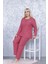 Meba Kadın Büyük Beden Kışlık Bordo Tek Çiçek Pijama Takımı Annegri1