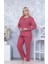 Kadın Büyük Beden Kışlık Bordo Tek Çiçek Pijama Takımı Annegri1 5