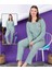 Kadın Büyük Beden Kışlık Yeşil Tek Çiçek Pijama Takımı Annegri1 1