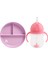 Sabit Vakumlu Beslenme Tabağı &tıklama Uçlu Pipetli Alıştırma Bardağı 6AY+ Mor&pembe 2'li Paket 1
