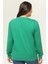 Kadın Büyük Beden Nakış Detaylı Basic Yeşil Sweatshirt 5