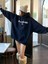 Kadın Lacivert Retromoment Baskılı Oversize Kapüşonlu Sweatshirt 3