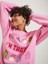 Bisiklet Yaka Rahat Kesim Pembe Kadın Sweatshirt 12250198 4