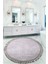 Nova Kahve Yuvarlak 100X100 cm Ponpon Saçaklı Kaymaz Tabanlı Makinede Yıkanabilir Banyo Paspası 1