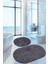 Nova Antrasit Oval 60X100 + 50X60 cm 2'li Banyo Paspası Seti Kaymaz Tabanlı Klozet Takımı 1