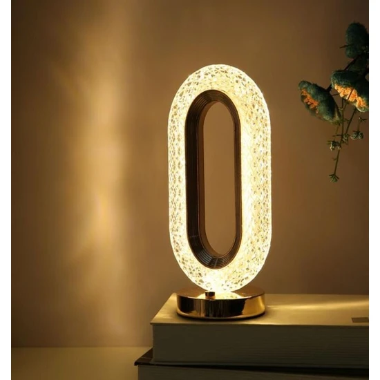 Hediye Ofisi Dekoratif Kristal Şarjlı Masa Lambası, Gold LED Abajur, Dokunmatik 3 Renk Modu