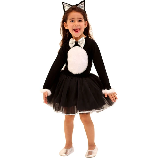 Gala Kostüm Hallowen Cadılar Bayramı Kedi Kız Çocuk Kostümleri