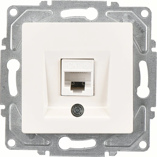 Günsan Elektrik Eqona Tekli Data Prizi (RJ45 Cat6), Fildişi Beyazı, Mekanizma