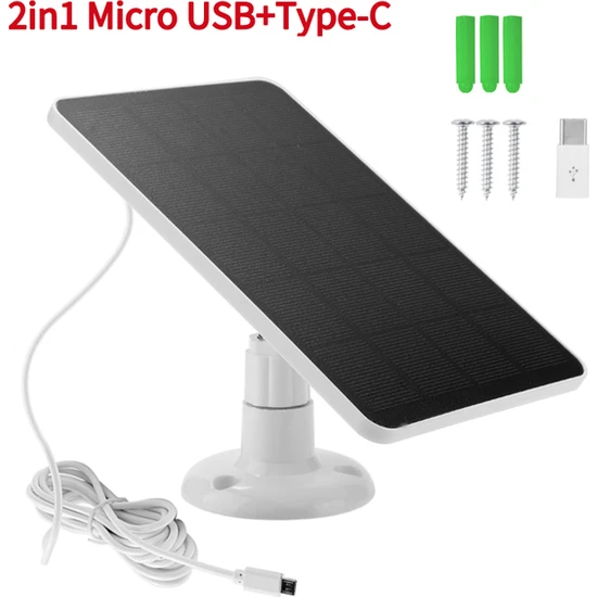Hainan Shenda 2in1 Mikro USB Type- C Güneş Paneli - Beyaz (Yurt Dışından)