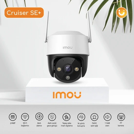 IMOU Cruiser SE+ DışOrtam Akıllı WiFi Kamera/2MP-Renkli Gece Görüşü-360° Hareket-İnsan Algılama-Caydırıcı LED ve Siren-SD Kart-ONVIF-Bulut(IPC-S21FEP)