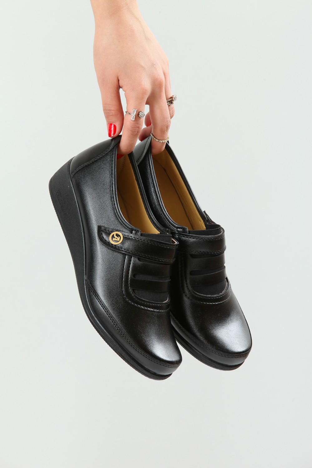 Kaof Shoes Kadın Siyah Klasik Ayakkabı Ortopedik Anne Ayakkabısı Anne Babet Ayakkabı Kadın Günlük Ayakkabı Anne Ayakkabı görsel 6