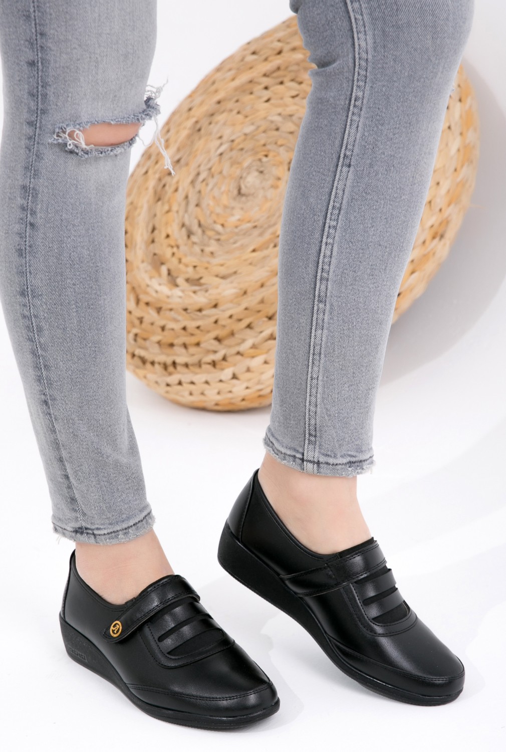 Kaof Shoes Kadın Siyah Klasik Ayakkabı Ortopedik Anne Ayakkabısı Anne Babet Ayakkabı Kadın Günlük Ayakkabı Anne Ayakkabı görsel 5