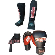 Komodo Boks Eldiveni 10 Oz/bandaj 3,5 Metre /elastik Kick Boks Kaval ve Ayaküstü Koruyucu Set