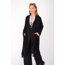Italyan Ipek Detaylı Oversize Kap Bluz- Wes Pantolon Takım