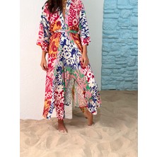 HANGOUT Uzun Kimono - Colorful Flower, Jasmine Poly