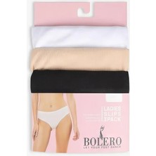 Bolero Düz Slip Külot Kadın 3'lü Siyah Beyaz Ten