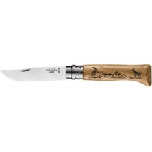 Opinel Inox No 8 Meşe Saplı Keçi Desenli Paslanmaz Çelik Çakı