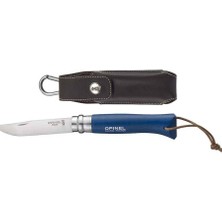 Opinel Inox 8 No Deri Kılıflı Paslanmaz Çakı (Mavi)