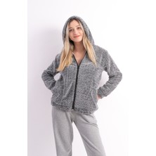 Sweet's Collection Kapüşonlu Welsoft Gri Kırçıllı Ceket
