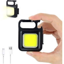 Mini Cob LED Anahtarlık El Feneri USB Şarjlı Lamba Anahtarlık Cep Feneri Kamp Lambası