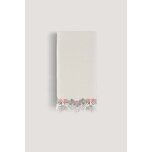 Arliva Home Sıla Kadıfe Nakıslı Çeyız Havlusu Krem 30X50