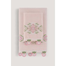 Arliva Home Alıze Kadıfe Nakıslı Çeyız Havlusu Pudra 30X50
