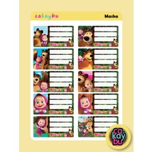 Cakaybu Masha ile Koca Ayı Okul Defter Etiket Yapıştırma Sticker A4 Boyutlarında 1 Sayfa