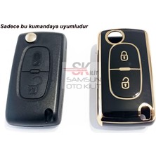 Skilit Samsun Oto Kilit Citroen Berlingo C3 C4 C5 Nano Silikon Anahtar Kılıfı Kumanda Kılıfı Siyah 2 Tuşlu