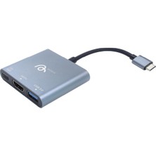 Aggiy Type-C To Hdmı Adaptör Usb-C Adaptör+ USB 3.0 Hub