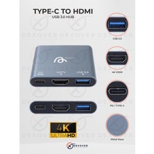 Aggiy Type-C To Hdmı Adaptör Usb-C Adaptör+ USB 3.0 Hub