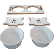 RealWood  Seramik Kaseli Kedi - Köpek Mama ve Su Kabı Standı-2*400 ml.