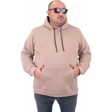 Starbattal Büyük Beden Erkek Basic Sweat Kapüşonlu 11700 Toprak